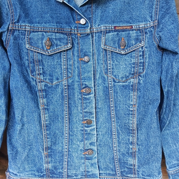 Vintage Aero Sport  Blue Jean Jacket 100% Cotton Size Large - Picture 2 of 6